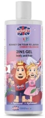 RONNEY KIDS delikatny żel do mycia włosów i ciała 2w1 o zapachu wiśniowym 300 ml