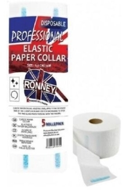 RONNEY Kryza - elastyczny kołnierz papierowy 6,5 cm x 34 m biała rolka 5 sztuk