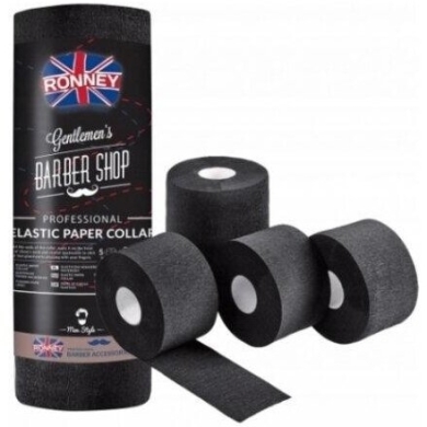 RONNEY Kryza - elastyczny kołnierz papierowy 6.5 cm x 34 m czarna rolka 5 sztuk
