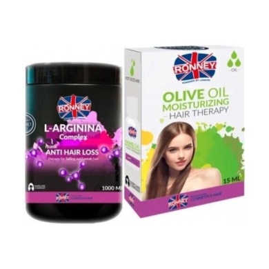 RONNEY L-Arginina Complex maska przeciw wypadaniu włosów 1L + Ronney olejek do włosów 15ml