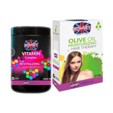 RONNEY Vitamin Complex maska rewitalizująca do włosów cienkich i osłabionych 1L + Ronney olejek do włosów 15ml