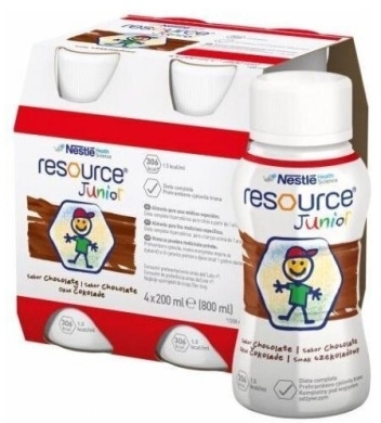 Resource Junior Płyn o smaku czekoladowym 4 x 200 ml