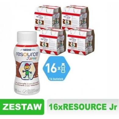 Resource Junior Płyn o smaku czekoladowym Zestaw: 16 x 200 ml