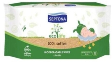 SEPTONA EcoLife chusteczki nawilżane organiczne 60szt