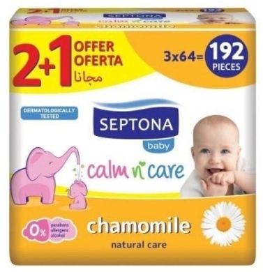 SEPTONA baby chusteczki nawilżane rumianek 3x64szt
