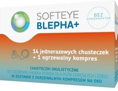 SOFTEYE BLEPHA Plus chusteczki okulistyczne 14 sztuk + ogrzewalny kompres