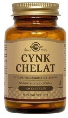 SOLGAR Cynk chelat aminokwasowy 100 tabletek