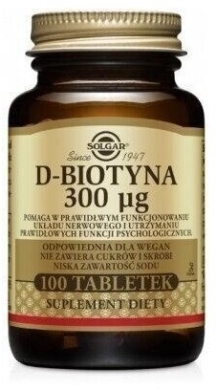 SOLGAR D-Biotyna  300 ug 100 tabl.
