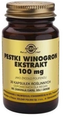 SOLGAR Pestki z winogron ekstrakt 30 kapsułek