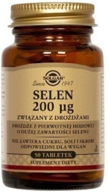 SOLGAR Selen 200 mcg związany z drożdżami 50 tabletek