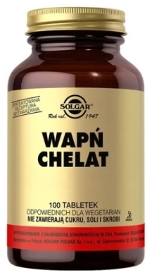 SOLGAR Wapń Chelat aminokwasowy 100 tabletek