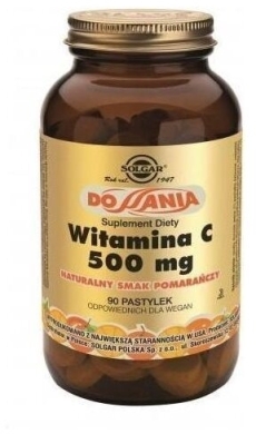 SOLGAR Witamina C smak pomarańczowy 90 pastylek