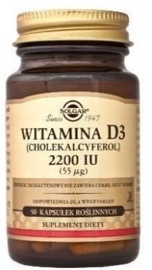 SOLGAR Witamina D3 2200 IU (55 mcg) 50 kapsułek