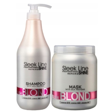 STAPIZ Maska do włosów Sleek Line Blond Blush 1000 ml + STAPIZ Szampon Sleek Line Blond Blush 1000 ml