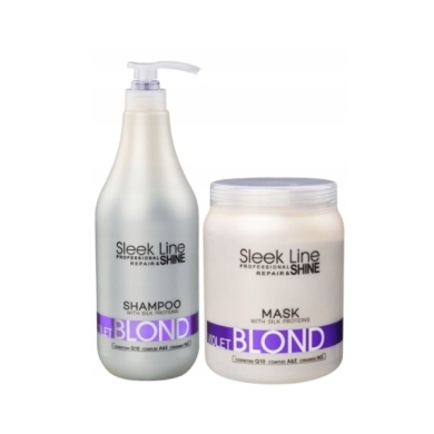 STAPIZ Maska do włosów Sleek Line Blond Violet 1000 ml + STAPIZ Szampon Sleek Line Blond Violet 1000 ml