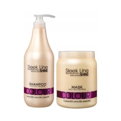 STAPIZ Maska do włosów Sleek Line Colour 1000 ml + STAPIZ Szampon Sleek Line Colour 1000 ml
