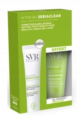 SVR Sebiaclear aktywny ŻEL na trądzik 40ml + ŻEL myjący do skóry Tłustej 55ml