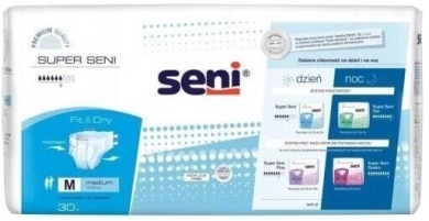 Seni Super Medium Pieluchomajtki Dla Dorosłych Zapinane Na Rzepy 30sztuk
