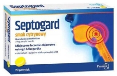 Septogard smak cytrynowy 3mg 20 pastylek