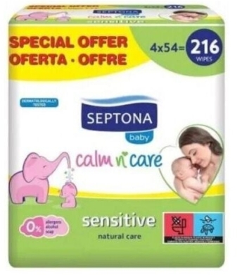 Septona Chusteczki nawilżane sensitive 4 x 54 szt
