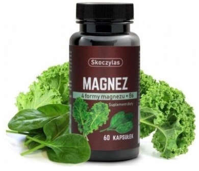 Skoczylas Magnez 4 formy -szpinak, jarmuż 60 kapsułek