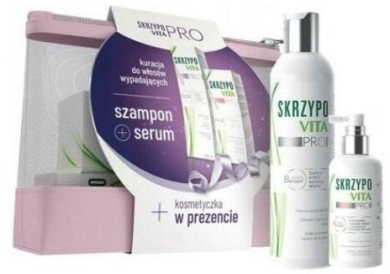 Skrzypovita PRO Szampon + serum na wypadające włosy +  kosmetyczka