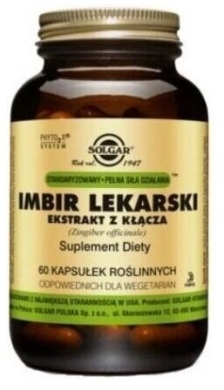 Solgar Imbir Lekarski Ekstrakt z Kłącza 60 kapsułek