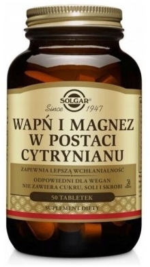 Solgar Wapń i Magnez w Postaci Cytrynianu 50 tabletek