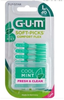 Sunstar GUM SOFT-PICKS COMFORT FLEX Gumowa szczoteczka międzyzębowa Cool Mint L 40 sztuk