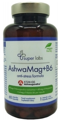 Super Labs AshwaMag + B6 anti-stress formula 60 kapsułek