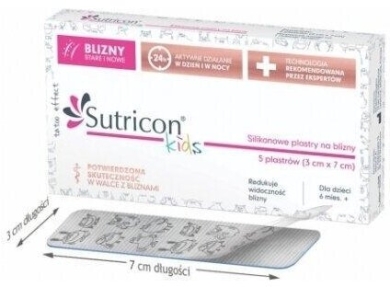 Sutricon Kids Plastry silikonowe na blizny 3x7cm 5 plastrów