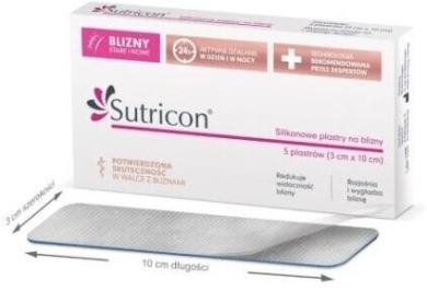Sutricon plastry silikonowe na blizny 3 cm x10 cm 5 sztuk