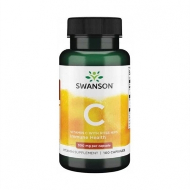 Swanson Witamina C 500 mg z dziką różą 100 kapsułek