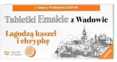 Tabletki Emskie z Wadowic do ssania, o smaku pomarańczowym 12 sztuk