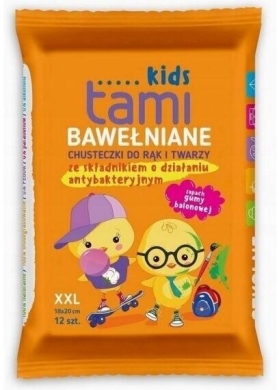 Tami Kids Chusteczki Bawełniane Antybakteryjne XXL 12 szt