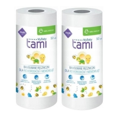 Tami MyBaby Bawełniane Ręczniczki 50 sztuk Wielopak x2