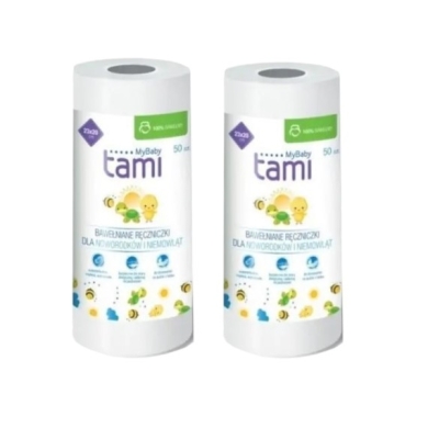 Tami MyBaby Bawełniane Ręczniczki 50sztuk Wielopak x2