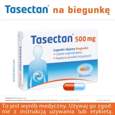 Tasectan 500 mg 15 kapsułek na biegunkę