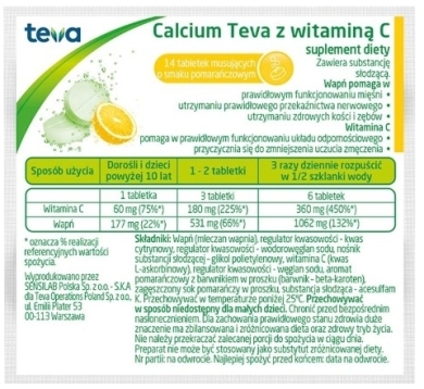 Teva Calcium z Witaminą C 14 tabletek musujących