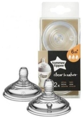 Tommee Tippee CTN Smoczek na butelkę silikonowy 6+ szybki przepływ