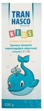 Tran Hasco Kids płyn o smaku cytrynowym 230 g