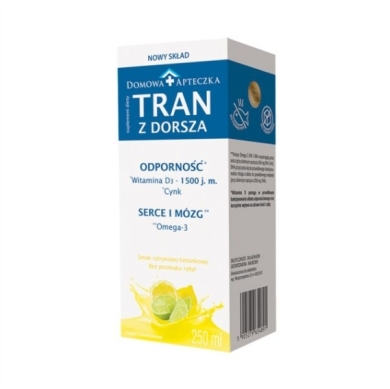Tran z dorsza Domowa Apteczka smak cytrynowo-limonkowy emulsja 250 ml