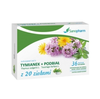 Tymianek + Podbiał z 20 ziołami 36 pastylek