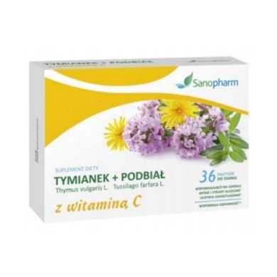 Tymianek + Podbiał z Witaminą C 36 pastylek