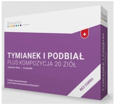 Tymianek i Podbiał plus bez cukru 24 pastylek