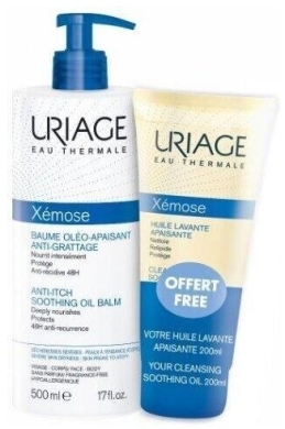 URIAGE XEMOSE kojący olejek w kremie 500ml + olejek do kąpieli i pod prysznic 200ml
