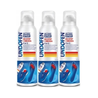 Undofen Aktywny Spray do stóp i obuwia 4w1 150 ml Wielopak x3