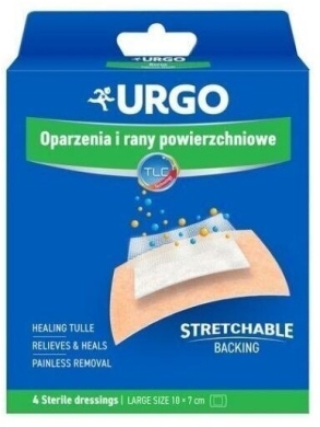 Urgo plastry na oparzenia i rany powierzchniowe duże 4 sztuki