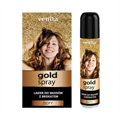 VENITA Lakier do włosów z brokatem złoty 75 ml