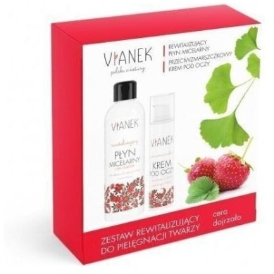 VIANEK Zestaw rewitalizujący do twarzy płyn micelarny 200 ml + krem 15 ml + maseczka 10 ml